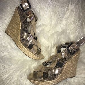metallic espadrille wedges
